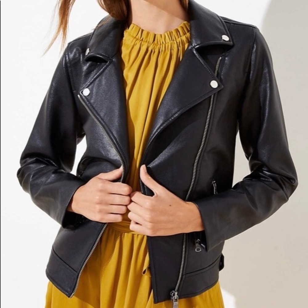 LOFT Black Leather (faux) Jacket